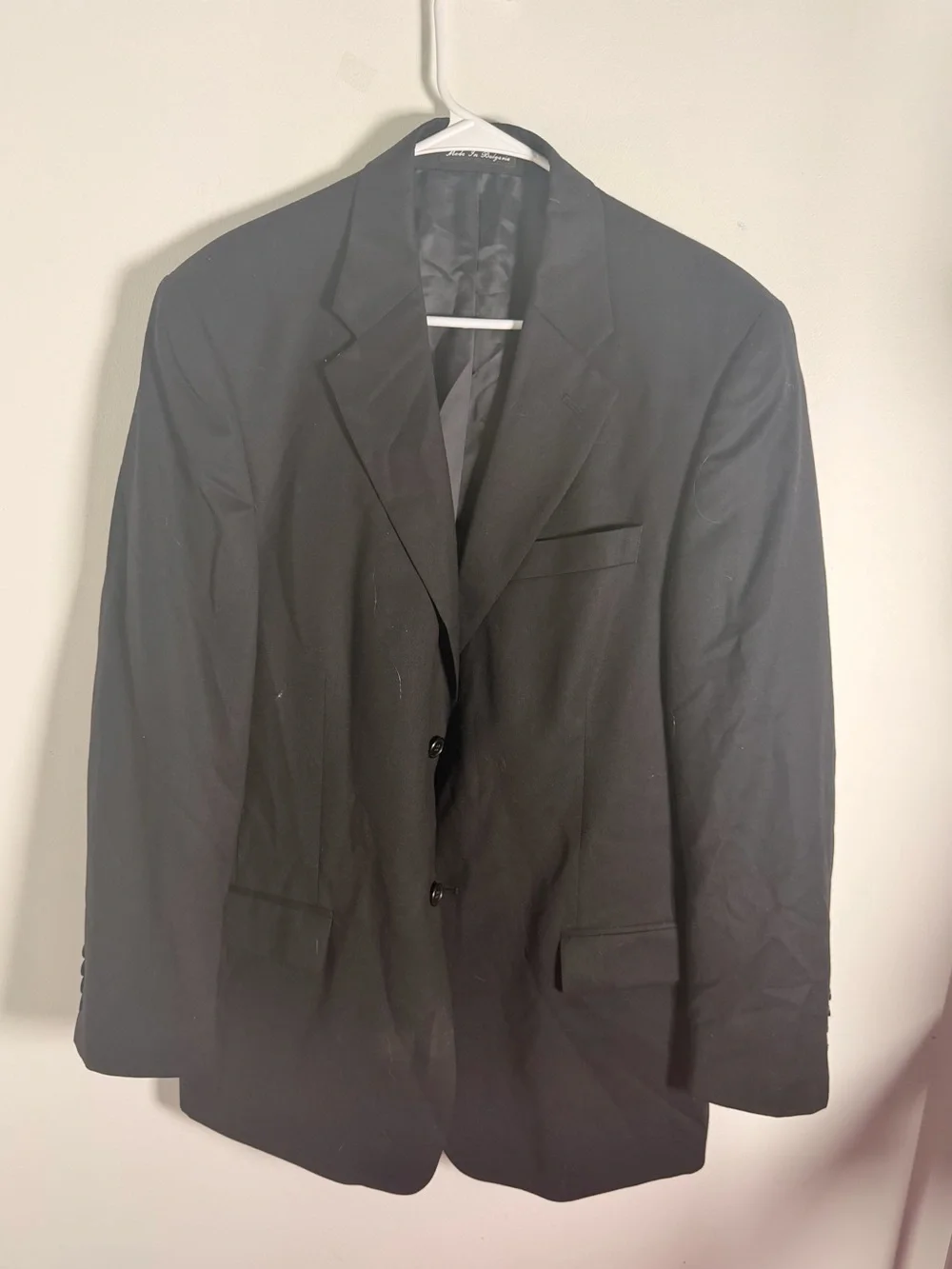 Perry Ellis Portfolio mens black collared business career suit